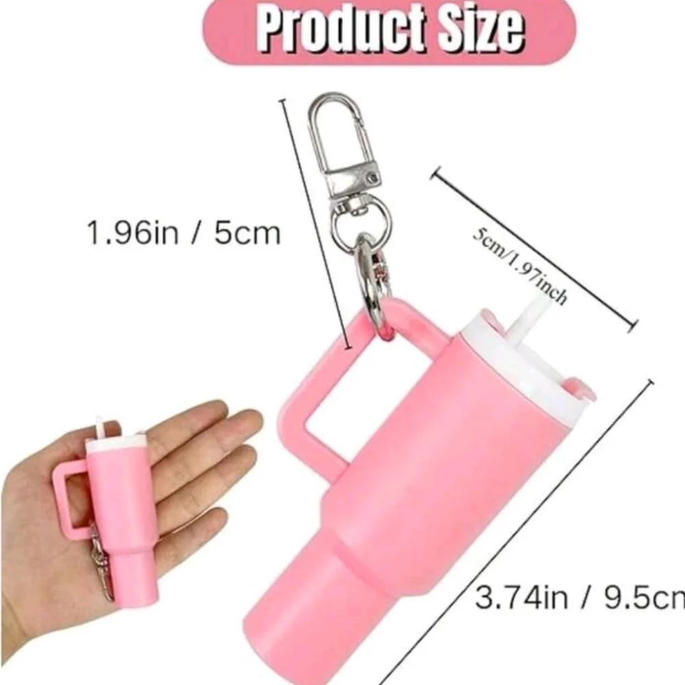 Pink Mini Water Bottle Keychain